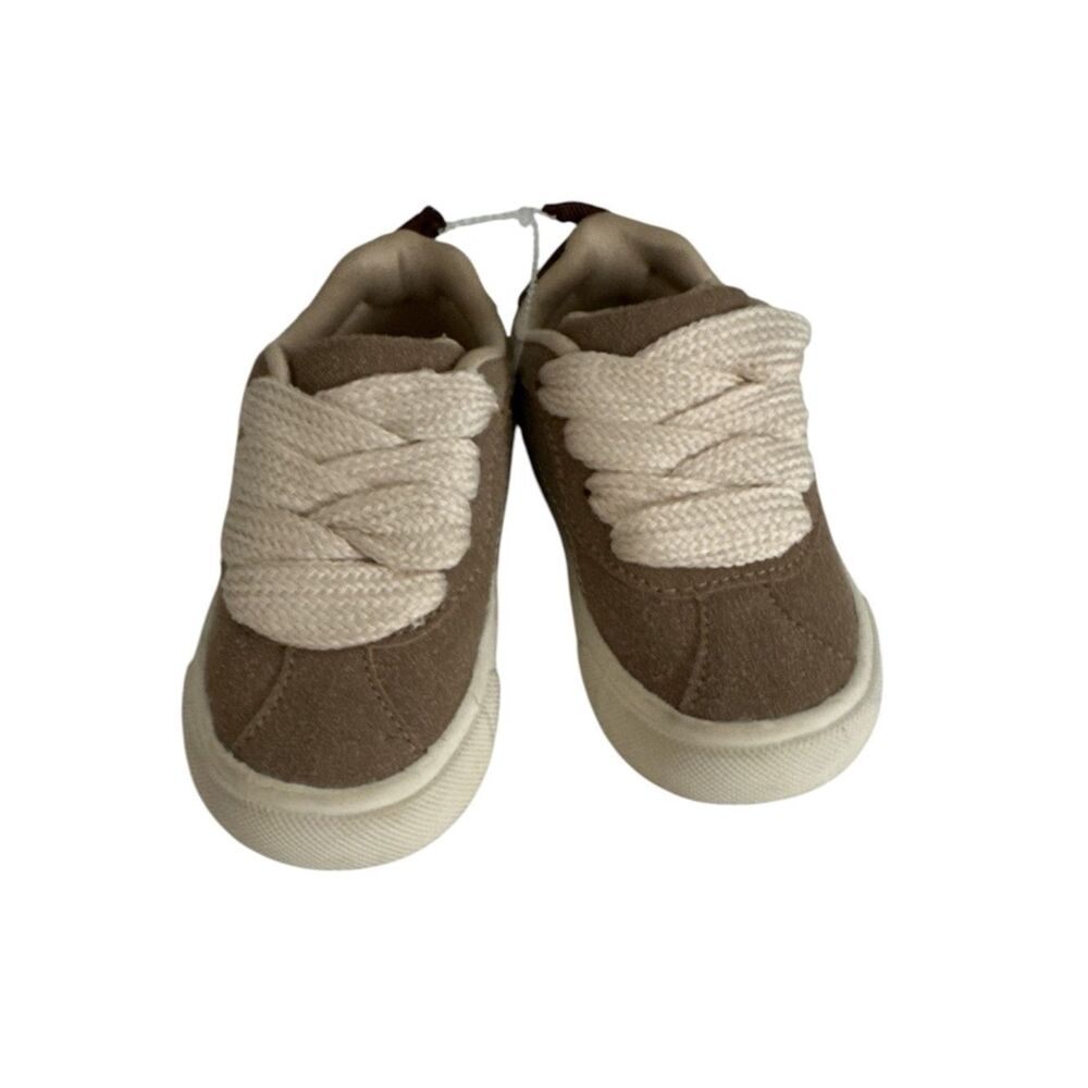 Carter's Brown Canvas Kids Sneakers with Cream Laces EUC